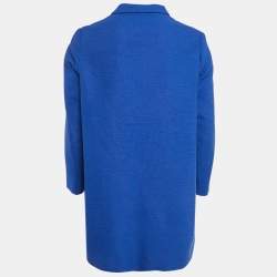 Maje Navy Blue Textured Cotton Blend Overcoat S