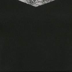 Pre Owned Maje Black Lace Trim Jersey Mini Dress S