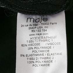 Pre Owned Maje Black Lace Trim Jersey Mini Dress S