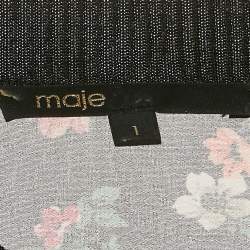 Pre Owned Maje Black Floral Print Chiffon Short Dress S