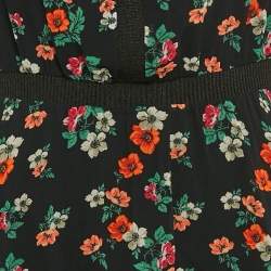 Pre Owned Maje Black Floral Print Chiffon Short Dress S