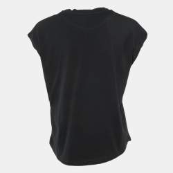 Maje Black Cotton Embroidered Torino Crew Neck T-Shirt L 