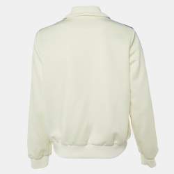 Maje White Jersey Striped Trim Manela Zip Up Jacket M