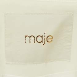 Maje White Jersey Striped Trim Manela Zip Up Jacket M