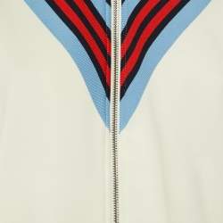 Maje White Jersey Striped Trim Manela Zip Up Jacket M