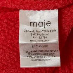 Maje Red Textured Silk Blend Loose Top S