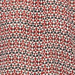 Maje Tricolor Geometric Print Silk Button Front Shirt L