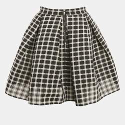 Pre Owned Maje Black Carreaux Synthetic Pleated Jungle Skirt S