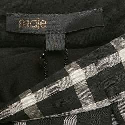 Pre Owned Maje Black Carreaux Synthetic Pleated Jungle Skirt S