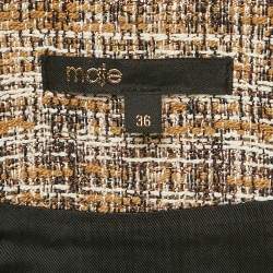 Maje Brown Lurex Tweed V-Neck Mini Dress S
