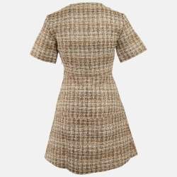 Maje Brown Lurex Tweed V-Neck Mini Dress S