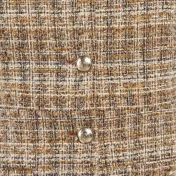 Maje Brown Lurex Tweed V-Neck Mini Dress S
