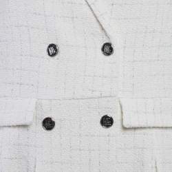 Pre Owned Maje Off-White Tweed Pleated Double Breasted Short Dress S