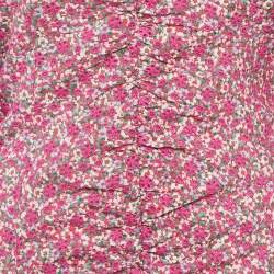 Pre Owned Maje Fuchsia Pink Floral Print and Embroidery Puff Sleeve Mini Dress L