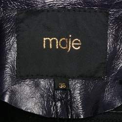 Maje Marine Blue Leather Zip-Up Basali Jacket S