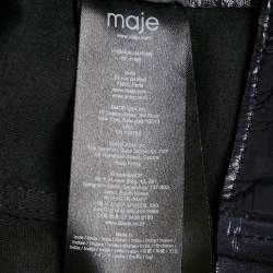 Maje Marine Blue Leather Zip-Up Basali Jacket S