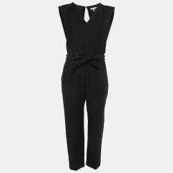 Maje Black Cotton Blend V-Neck Sleeveless Plana Jumpsuit L