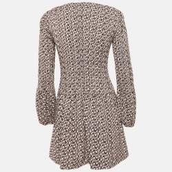 Maje Pink/Black Printed Crepe Pleated Mini Dress S