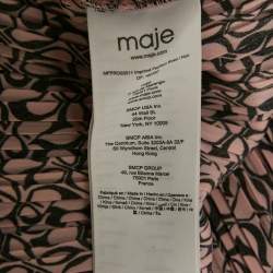 Maje Pink/Black Printed Crepe Pleated Mini Dress S