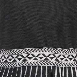 Pre Owned Maje Navy Blue Patterned Knit Flared Mini Dress L