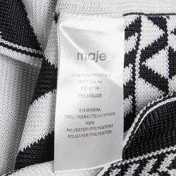 Pre Owned Maje Navy Blue Patterned Knit Flared Mini Dress L