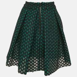 Pre Owned Maje Green Embroidered Tulle Pleated Mini Skirt S