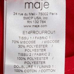 Maje Red Embroidered Tulle Trim Crepe Short Dress M