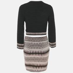 Maje Black Patterned Knit Top and Skirt S/M