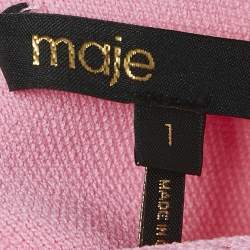 Pre Owned Maje Pink Knit Madeny Braid Trimmed Sleeveless Crop Top S