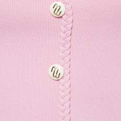Pre Owned Maje Pink Knit Madeny Braid Trimmed Sleeveless Crop Top S