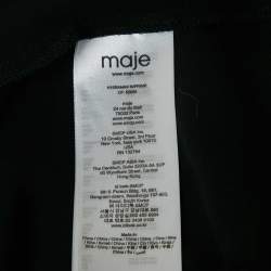 Pre Owned Maje Black Printed Chiffon Shirring Midi Dress S