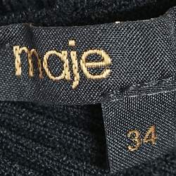 Pre Owned Maje Black Bead Detail Rib Knit Cut-Out Detail Mini Dress XS