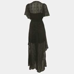 Pre Owned Maje Black Silk Rachellim Eyelet Maxi Dress S