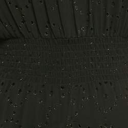 Pre Owned Maje Black Silk Rachellim Eyelet Maxi Dress S