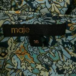 Maje Blue Floral Print Chiffon Asymmetric Scarf Dress S