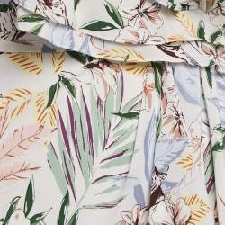 Pre Owned Maje Blue Floral Print Crepe Ruffled Mini Wrap Dress XS