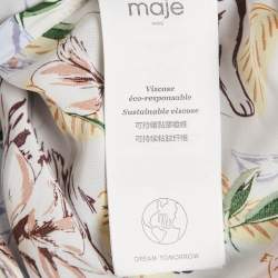 Pre Owned Maje Blue Floral Print Crepe Ruffled Mini Wrap Dress XS