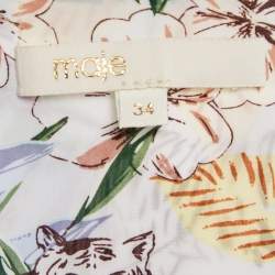 Pre Owned Maje Blue Floral Print Crepe Ruffled Mini Wrap Dress XS