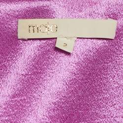 Maje Fuchsia Pink Satin Sleeveless Ripple Wrap Dress M