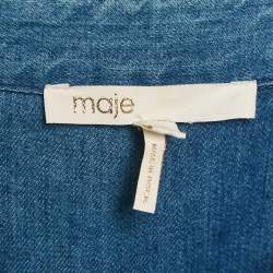 Maje Blue Denim Button Front Long Sleeve Shirt S