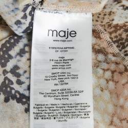 Maje Multicolor Snake Print Crepe V-Neck Repena Imprime Long Dress M