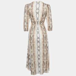 Maje Multicolor Snake Print Crepe V-Neck Repena Imprime Long Dress M