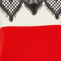 Maje Rouge Colorblock Crepe Lace Overlay Mini Dress M