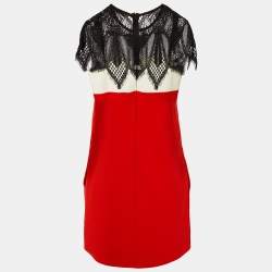 Maje Rouge Colorblock Crepe Lace Overlay Mini Dress M