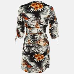 Maje Black Tropical Print Crepe Rolina Mini Dress M