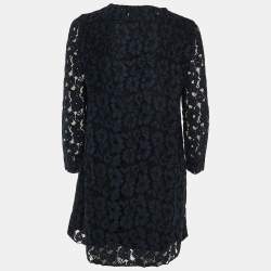 Maje Navy Blue Floral Lace Shift Dress M