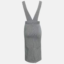 Maje Navy Blue/White Stripe Denim Ritano Midi Dress S