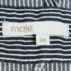 Maje Navy Blue/White Stripe Denim Ritano Midi Dress S
