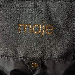Maje Black Cotton Twill Fur Lined Hooded Jacket M