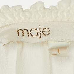 Maje White Silk Contrast Detail Top S